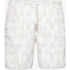 Beige Swimming Trunks Eleventy Mens Sand Graphic-print Drawstring-waist Swim Shorts SAND