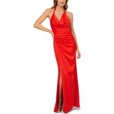 Liv Foster Stretch Satin Halter Gown