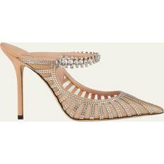 Mesh Heels & Pumps Jimmy Choo Bing Mesh Crystal-Strap Mule Pumps CREAM 10.5B 40.5EU