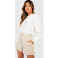 Boohoo Blouses boohoo Womens Frill Neck Long Sleeve Woven Blouse White