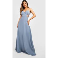 Boohoo Evening Gowns Dresses boohoo Contrast Lace Corset Maxi Dress Dusty Blue
