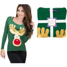 Green - Women Pyjamas Flo Women's Reindeer/Snowman Christmas Themed Winter Two-Piece Pyjama Set Green