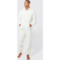 Beige - Herre Jumpsuits & Overalls boohoo Borg Onesie - Cream