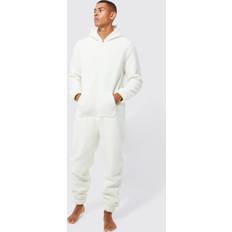 Mies - Valkoinen Haalarit boohoo Mens Borg One Piece Cream