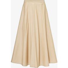 Nylon Skirts Theory Womens Soft Gold Pleated High-rise Cotton and Recycled-nylon Blend Midi Skirt SOFT GOLD