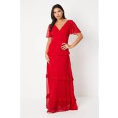 Clothing Coast Angel Sleeve TieChiffon Midi Dress Red