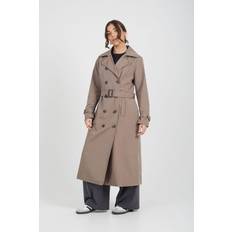 Brown - Trenchcoats Brave Soul Double-Breasted Longline Trench Coat Brown