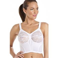 Camille Bras Camille Classic Non Wired Floral Lace Long Line Bra White