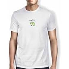 Green Fish Basic herr-t-shirt, 100% bomull, normal passform, digitalt ikontryck, L, färg: vit, Vit