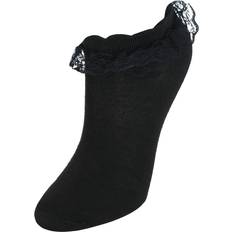 CTM Women's Solid Color Frilly Low-Cut Socks 4 Pack Black one one size