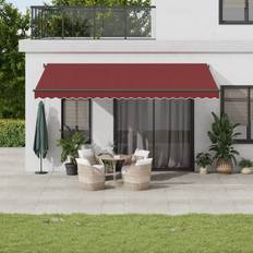 Rojo Toldos de Patio Homie Toldo Retráctil Automático Con Luces LED Burdeos 500 x 300 cm - Burgundy