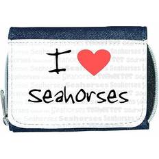 Wallets & Key Holders TeeTreeDesigns I love heart seahorses denim wallet