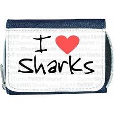 Wallets & Key Holders TeeTreeDesigns I love heart sharks denim wallet