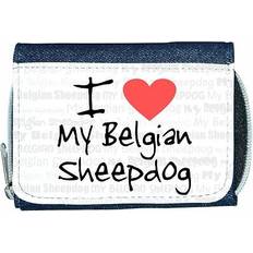 Wallets & Key Holders TeeTreeDesigns I love heart my belgian sheepdog denim wallet