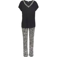 Negro Pijamas Lascana Patterned Pyjama Set Black Print