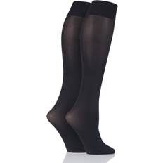 Talla única Medias Charnos Pair Black Denier Matt Knee Highs Ladies One