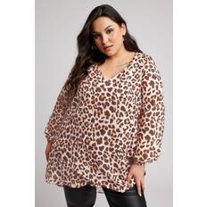 Polyester Blouses Yours Leopard Print Blouse Light Brown