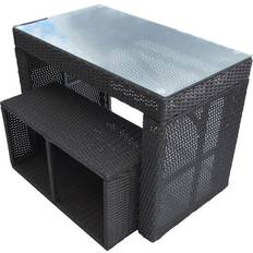 Outdoor Bar Sets Canadian Spa Co Square Surround Furniture Glass Top Brown Outdoor Bar Set