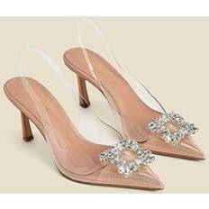 Sosandar Nude Rhinestone Detail Vinyl Slingback Court Shoes