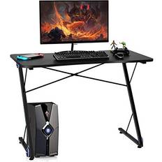 Casart Black Z-Shaped PC Workstation Writing Desk