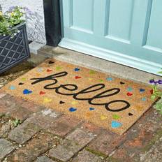 HomeZone Heavy Duty Natural Coir Hello Door Mat Entrance