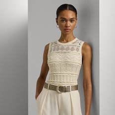 Ralph Lauren Women Tops Ralph Lauren Pointelle-Knit Sleeveless Sweater in Mascarpone Cream