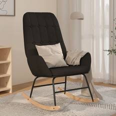 Negro Sillones vidaXL Silla Mecedora De Tela Negra Sillón