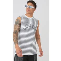 Herren - Mehrfarbig Tanktops boohooMAN Mens Multi Limited Ribbed Striped vest