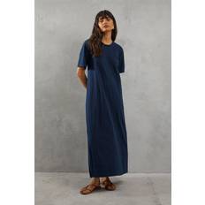 Blue - Knee Length Dresses Warehouse Plain Trapeze Midi Dress Navy