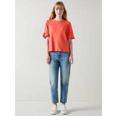L.K.Bennett Gene Linen Blend Frill Sleeve T-Shirt, Red