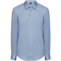 HUGO BOSS Shirts HUGO BOSS Dark Blue Cotton and Linen Casual Fit Shirt 17.5