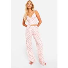 Purple - Women Pyjamas boohoo Cherry Print Cami And Trouser Pyjama Set Pink