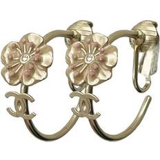 Chanel Earrings Chanel Gold CC Pink Flower Hoop Clip on Earrings Pieces