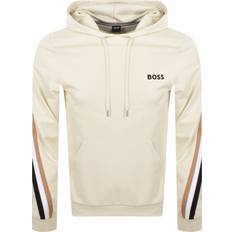 HUGO BOSS Beige Jumpers HUGO BOSS Iconic Signature Stripe Tape Hoodie - Light Beige