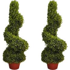 of Leaf Effect Topiary Swirl Shaped Trees 80cm