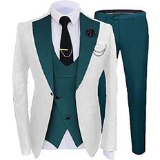 Turquoise Suits Setwell Men's Pc Teal Notch Lapel Wedding Suits Slim Fit Groom Tuxedos