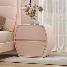 Pink Bedside Tables Ivy Bronx Clotie Solid Wood Nordic Simple Aesthetic Nordic Storage Night Bedside Table