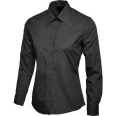 Polyester Shirts Uneek UC711 Ladies Poplin Full Sleeve Shirt COLOUR: Black