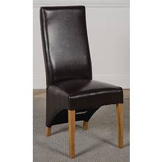 Modern Furniture Direct Leather, Brown Lola Wave Kitchen Chair