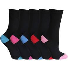 KAV pack of pairs ladies women heel and toe stretch cotton socks, multicolour