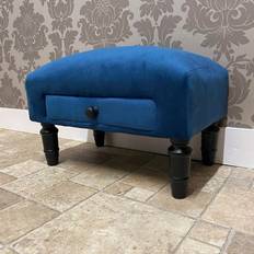 Blue Foot Stools Minster Stylish Living Velvet Blue Foot Stool 28cm