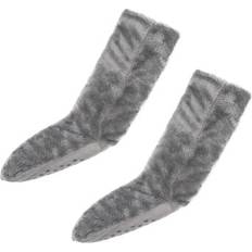 OHS Teddy Sherpa Reverse Slipper Socks Charcoal Grey