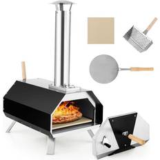 Outdoor Pizza Ovens Costway Camping outdoor pizza oven portable wood pellet oven pizza stone