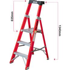 Excel 3 tread electricians fibreglass step ladder with platform en131 professional