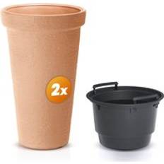Flower pot set of 2 terracotta 63x40cm