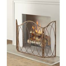 Gold Fireplaces 3-Panel Fireplace Screen with Round Bar Oval Accents GOLD NO SIZE