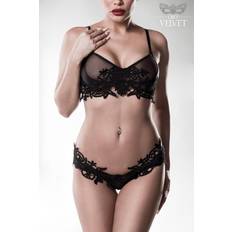 Grå Undertøjssæt Grey Velvet Erotic Set with Beautiful Lace S
