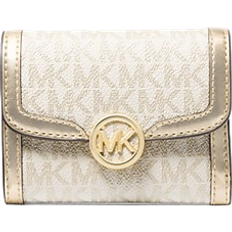 Michael Kors Leida Medium Metallic Signature Logo Wallet - Pale Gold