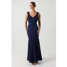 Blue - Evening Gowns Dresses Coast Cowl Back Chiffon Embellished Bridesmaids Dress Navy