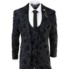 Infinity Leather Mens Piece Black Paisley Velvet Dinner Suit